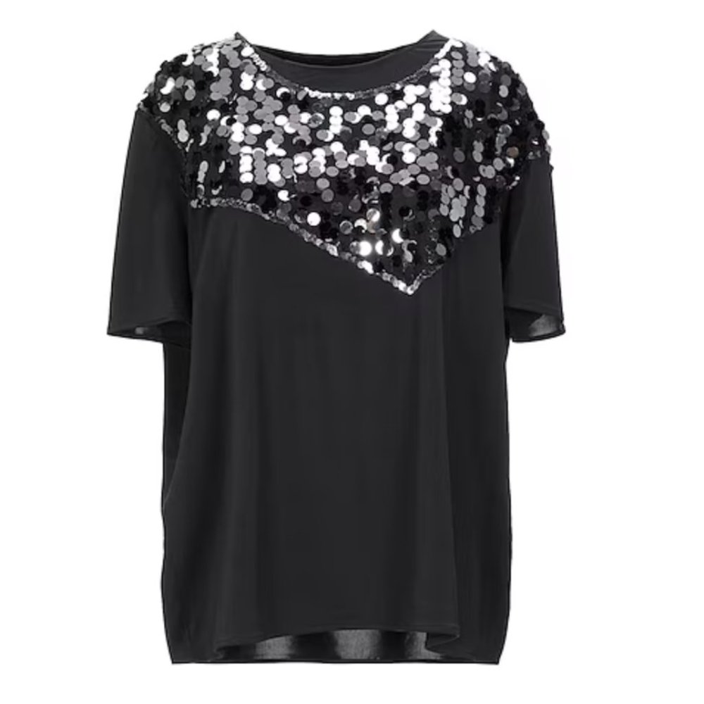 MM6 Maison Margiela Embellished Jersey T-shirt with Black and Silver Sequins